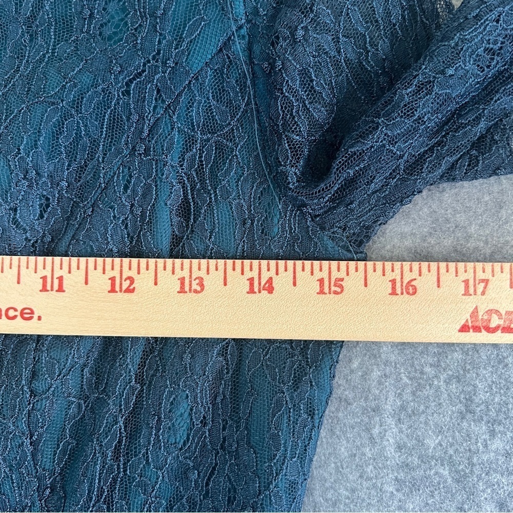 SHOSHANNA Floral Lace Overlay Long Sleeve Mini Sheath Dress Teal Size 4 - Picture 8 of 12